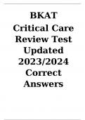 BKAT Critical Care Review Test Updated 2023/2024 Correct Answers