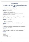 Civics Test 2023 GRADED A+ (ACTUAL TEST ) Questions and Answers  (Solved)