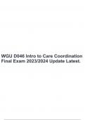 WGU D046 Intro to Care Coordination Final Exam 2023/2024 Update Latest. 