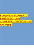 PDU3701 ASSIGNMENT 3 SEMESTER 1 2023 COMPLETE QUESTIONS AND ANSWERS.