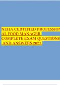 NEHA REHS/RS EXAM /200 CORRECT QUESTIONS AND VERIFIED ANSWERS 2023/2024 / ALL CORRECT  2 Exam (elaborations) NEHA REHS EXAM /200 CORRECT QUESTIONS AND VERIFIED ANSWERS 2023/2024 / ALL CORRECT.  3 Exam (elaborations) NEHA CERTIFIED PROFESSION AL FOOD MANAG