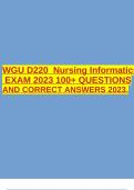 WGU D220 Nursing InformaticsEXAM 2023 100+ QUESTIONS AND CORRECT ANSWERS 2023.  2 Exam (elaborations) D220 Pre-Test part 1 EXAM 30 QUESTIONS AND CORRECT ANSWERS 2023.