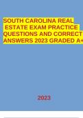 SOUTH CAROLINA REAL ESTATE EXAM PRACTICE QUESTIONS AND CORRECT ANSWERS 2023 GRADED A+.