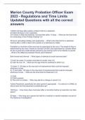 Marion County Probation Officer Exam 2023 - Regulations and Time Limits Updated Questions with all the correct answers