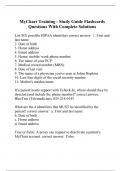 MyChart Training - Study Guide Flashcards Questions With Complete Solutions