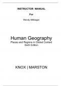 Human Geography Places and Regions in Global Context 6th Edition By Paul Knox, Sallie Marston (Instructor Manual)