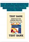 TEST BANK FOR ESSENTIALS FOR NURSING PRACTICE, 9TH EDITION BY PATRICIA A. POTTER, PERRY