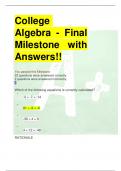 College Algebra - Final Milestone with Answers!!  You passed this Milestone 23 questions were answered correctly. 2 questions were answered incorrectly. 1  Which of the following equations is correctly calculated? • -2 × -7 = -14  • 81 ÷ -9 = -9  • -36 ÷ 