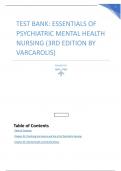 TEST BANK: ESSENTIALSOF PSYCHIATRIC MENTALHEALTH NURSING (3RDEDITION BY VARCAROLIS LATEST