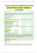 AANP AGPCNP COMPLETE EXAM QUESTIONS WITH CORRECT ANSWERS AANP AGPCNP COMPLETE EXAM QUESTIONS WITH CORRECT ANSWERS