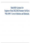 Math1020 Calculus For Engineers Final 2022/2023(Summer-Fall Qtr.) With 100% Correct Solutions and Rationale.