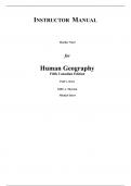 Human Geography Places and Regions in Global Context 5th Canadian Edition By Paul Knox, Sallie  Marston, Michael Imort, Alan  Nash (Instructor Manual)