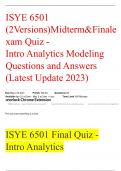 ISYE 6501 (2Versions)Midterm & Final exam Quiz - Intro Analytics Modeling Questions And Answers