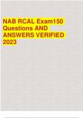 NAB RCAL Exam150 Questions AND ANSWERS VERIFIED 2023