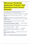 Wisconsin Pesticide Applicator Practice Test Questions And Correct Answers