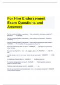 For Hire Endorsement Exam Questions and Answers 