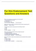 For Hire Endorsement Test Questions and Answers 