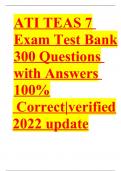 ATI TEAS 7 Exam Test Bank 300 Questions with Answers 100%  Correct|verified 2022 update