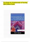 Test Bank for Fundamentals of Nursing 10th Edition Potter Perry Chapter 1-50 Complete Guide Newest 