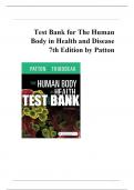 TEST BANK FOR HUMAN BODY IN HEALTH AND DISEASE 7TH EDITION LATEST UPDATE  BY PATTON