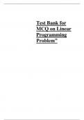 Test Bank for MCQ on Linear Programming Problem” 2023