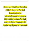  (Complete 2023) Test Bank For Seidel's Guide to Physical Examination An Interprofessional Approach 10th Edition by Jane W. Ball, Joyce E. Dains Chapter 1-26; Ace in your Exams in 1 attempt!