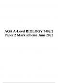 AQA A-Level BIOLOGY 7402/2 Paper 2 Mark scheme June 2022 