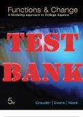 TEST BANK for Functions and Change: A Modeling Approach to College Algebra 5th Edition by Crauder, Evans & Noell. (Complete Download).