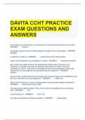 DAVITA CCHT PRACTICE EXAM QUESTIONS AND ANSWERS 