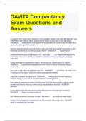 DAVITA Compentancy Exam Questions and Answers 