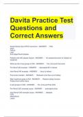 Bundle For Davita Exam Questions with Correct Answers