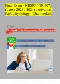 Final Exam - NR507 / NR 507 (Latest 2023 / 2024) : Advanced Pathophysiology - Chamberlain