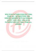 WGU D236 PATHOPHYSILOGY FINAL EXAM AL 180 QUESTIONS AND VERIFIED ANSWERS 