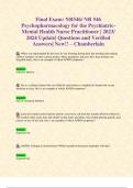 Final Exams: NR546/ NR 546 (ALL Latest 2024/ 2025 Updates COMPLETE STUDY BUNDLE PACKAGE) Psychopharmacology for the PMHNP -Questions and Verified Answers -100% Correct-Grade A-Chamberlain