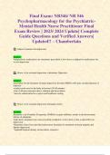 Final Exam: NR546/ NR 546 Psychopharmacology for the Psychiatric-Mental Health Nurse Practitioner Final Exam Review | 2023/ 2024 Update| Complete Guide Questions and Verified Answers| Updated!! – Chamberlain