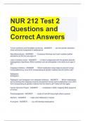 NUR 212 Test 2 Questions and Correct Answers