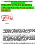 WGU C957 APPLIED ALGEBRA FINAL OBJECTIVE  ASSESSMENT 2022/2023