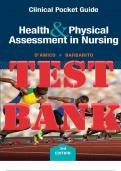 TEST BANK for Health & Physical Assessment in Nursing 3rd Edition by Donita D'Amico & Colleen Barbarito.  ISBN-13 978-0133876406. (Complete 29 Chaters).