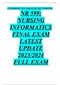 CHAMBERLAIN COLLEGE OF NURSING  NR 599: NURSING INFORMATICS FINAL EXAM LATEST UPDATE 2023/2024 FULL EXAM