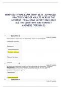 NRNP 6531 FINAL EXAM /NRNP 6531 –ADVANCED  PRACTICE CARE OF ADULTS ACROSS THE  LIFESPAN FINAL EXAM LATEST 2023-2024  ALL 100 QUESTIONS AND CORRECT  ANSWERS (VERSION 2)