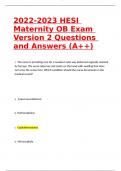 2022-2023 HESI Maternity OB Exam Version 2 Questions and Answers (A++)