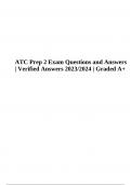 ATC Prep 2 Exam Questions and Answers | Verified Answers 2023/2024 | Graded A+ 