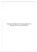 Summary Vital Signs: ATI Pre-Test & Post-Test : Questions & Answers_fall 2022/2023.