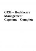 C439 – Healthcare Management Capstone - Complete