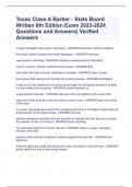 Texas Class A Barber - State Board Written 6th Edition Exam 2023-2024 Questions and Answers| Verified Answers