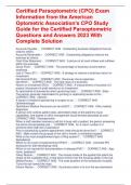 Certified Paraoptometric (CPO) Exam Information from the American Optometric Association's CPO Study Guide for the Certified Paraoptometric Questions and Answers 2023 With Complete Solution