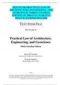 TEST BANK-PRACTICAL LAW OF  ARCHITECTURE, ENGINEERING, AND  GEOSCIENCE, THIRD CANADIAN  EDITION, BY BRIAN M. SAMUELS,  DOUG R. SANDERS-2023-2024