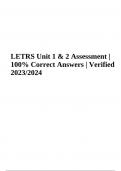 LETRS Unit 1 & 2 Assessment  Questions with Correct Answers Verified 2023/2024