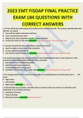 2023 EMT FISDAP FINAL PRACTICE  EXAM 184 QUESTIONS WITH  CORRECT ANSWERS