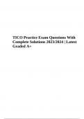 TICO Exam Practice Questions With Solutions Latest Graded A+